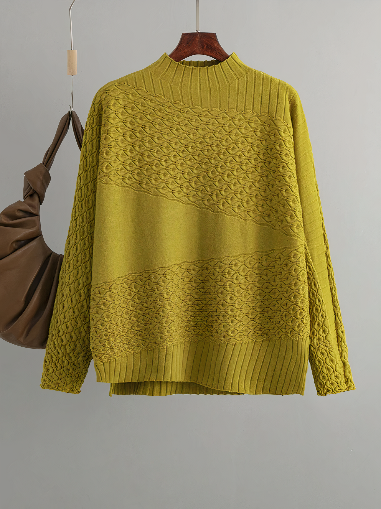 Dam Stickad Tröja Vintage Stil Mjuk Ull 4