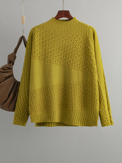 Dam Stickad Tröja Vintage Stil Mjuk Ull 4