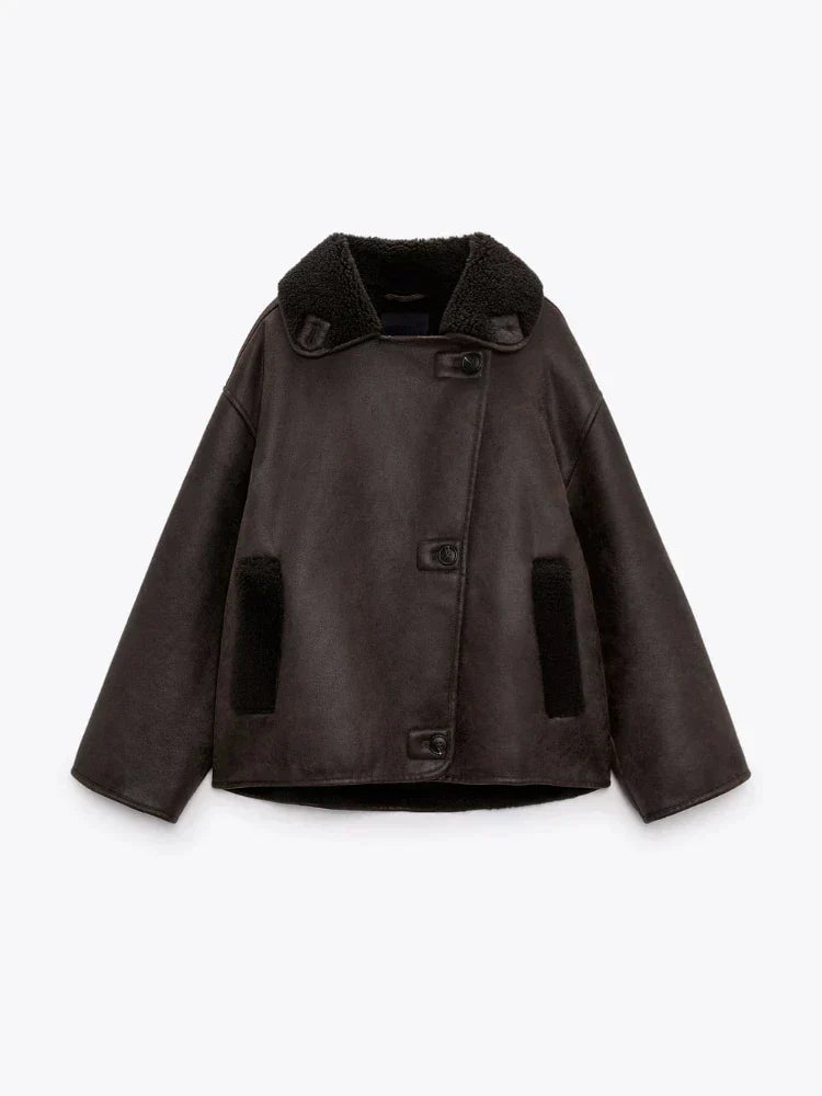 Damjacka Vintage Lösa Silhuett Mjuk Blandning 5