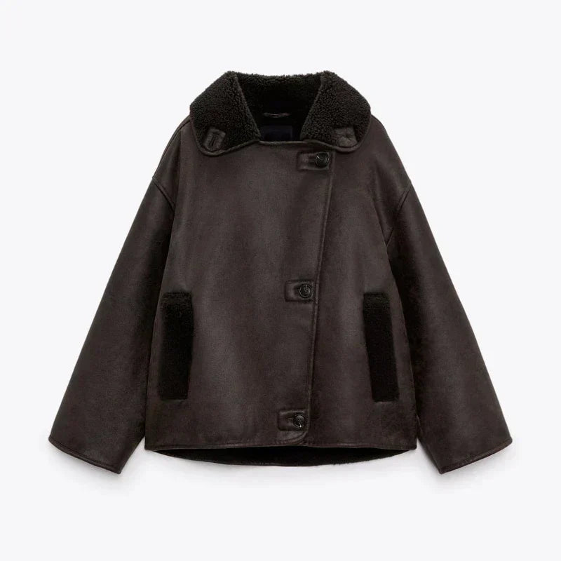 Damjacka Vintage Lösa Silhuett Mjuk Blandning 7