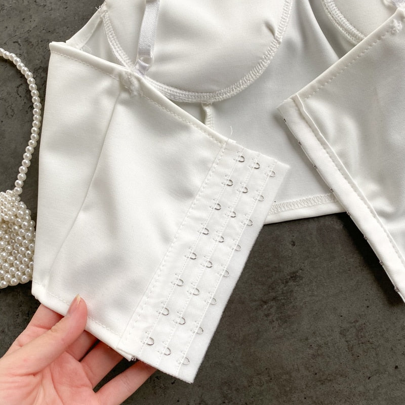 Dam Bustier Kort Jersey Kedjemönster-5