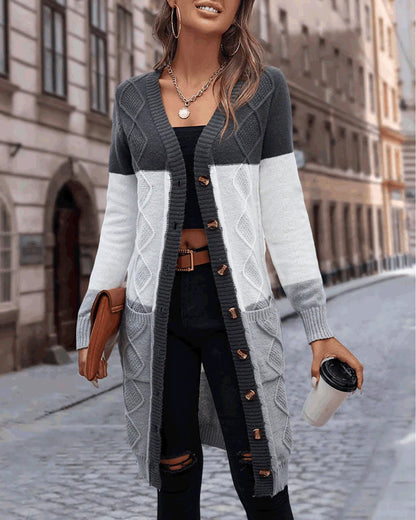 Variant image for Kvinnors Lång Cardigan Av Mjuk Tyg Med Knappar-1