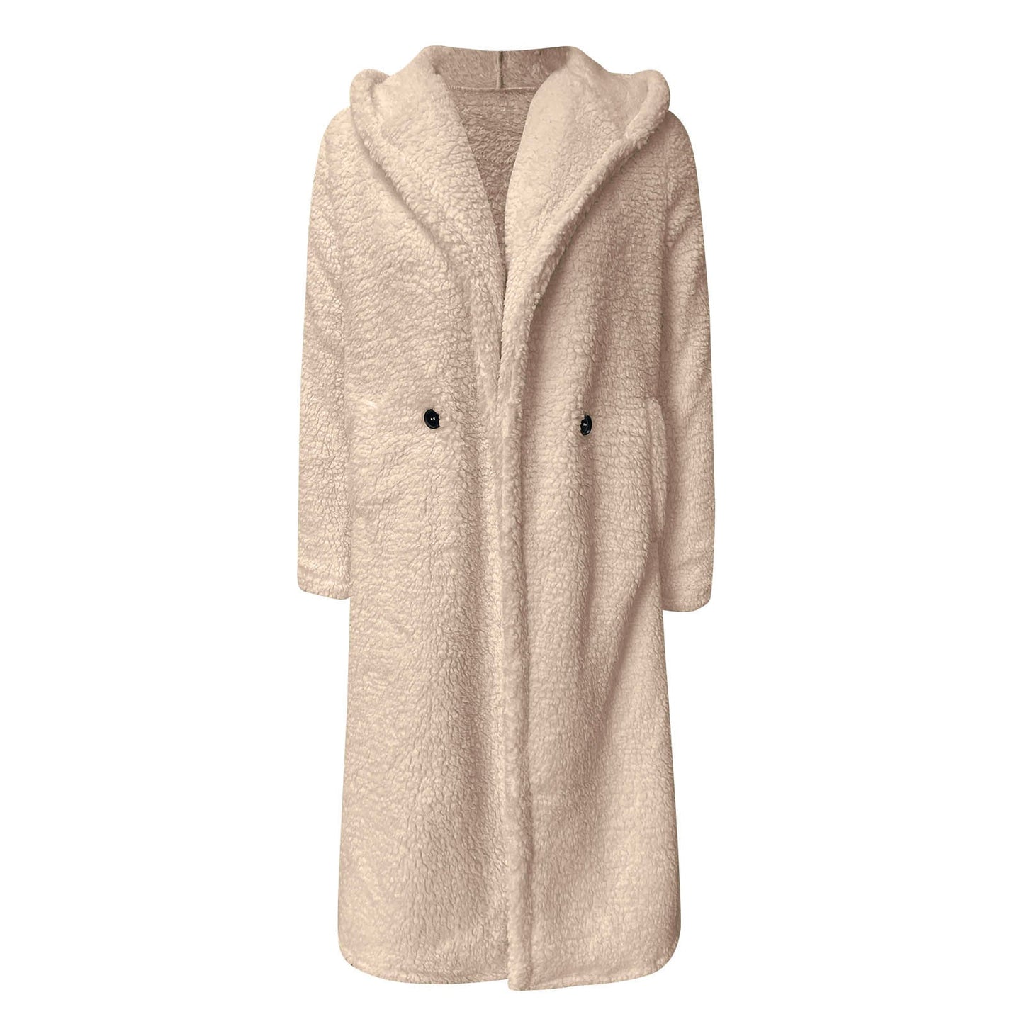 Damjacka Teddy Coat Mjuk Fleece med Huva för Kalla Dagar-4