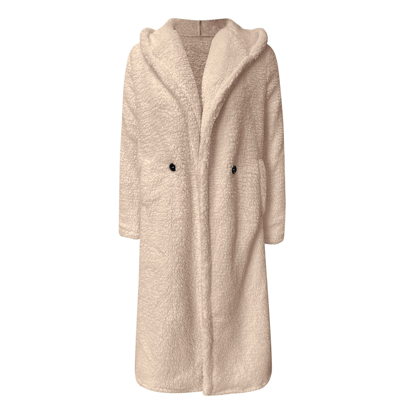 Damjacka Teddy Coat Mjuk Fleece med Huva för Kalla Dagar-4