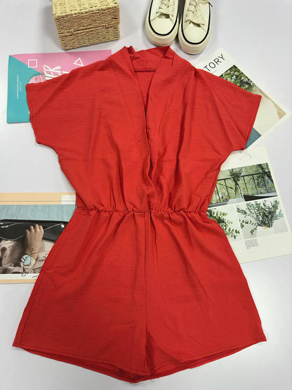 Dam Jumpsuit V-Neck Avslappnad Design Lätt Material-3
