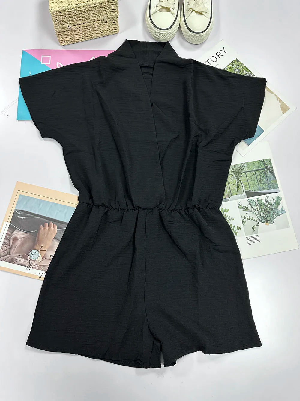 Dam Jumpsuit V-Neck Avslappnad Design Lätt Material-4