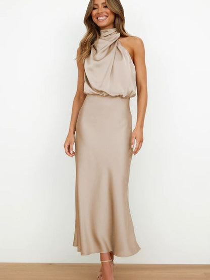 Variant image for Kvinnors Aftonklänning Halterneck Satin Body-con-5