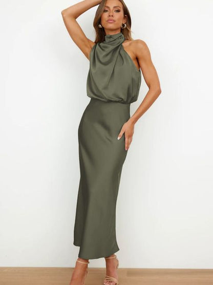 Variant image for Kvinnors Aftonklänning Halterneck Satin Body-con-9