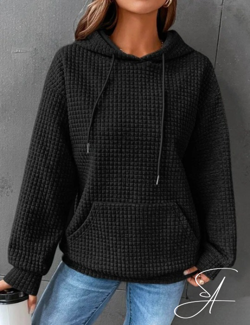 Dam Hoodie Avslappnad Design Bomull-1