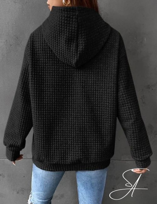 Dam Hoodie Avslappnad Design Bomull-2