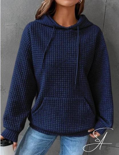 Dam Hoodie Avslappnad Design Bomull-3