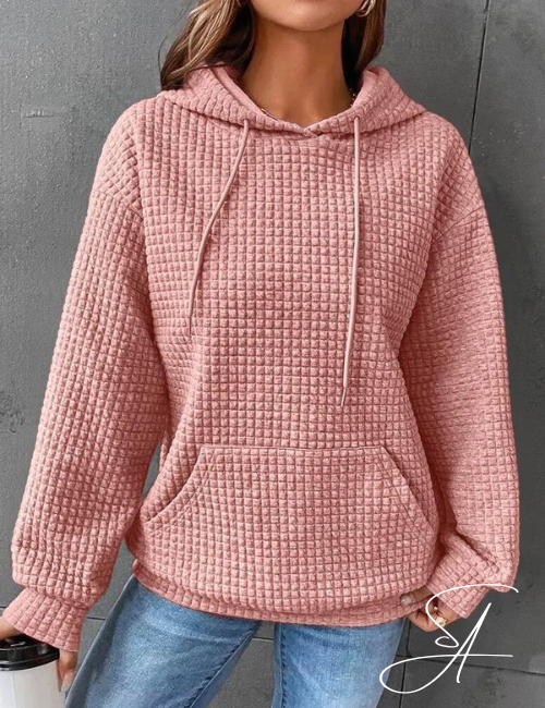 Dam Hoodie Avslappnad Design Bomull-5