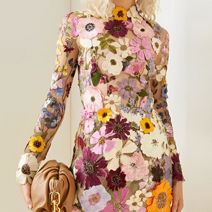 Variant image for Kvinna Klänning Blommönster Figurbetonad Bomull Polyester-1