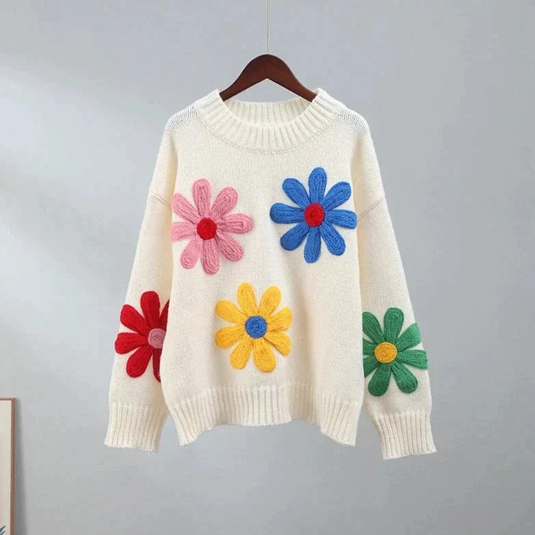 Dam Tröja Blommönster Skräddarsydd Mjuk Fiber 5
