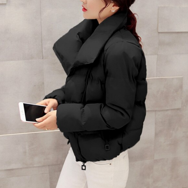 Vinterjacka Dam Asymmetrisk Krage Vattenavvisande Kort Passform-2