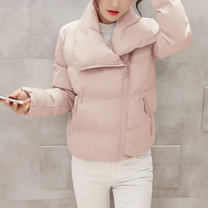 Vinterjacka Dam Asymmetrisk Krage Vattenavvisande Kort Passform-5