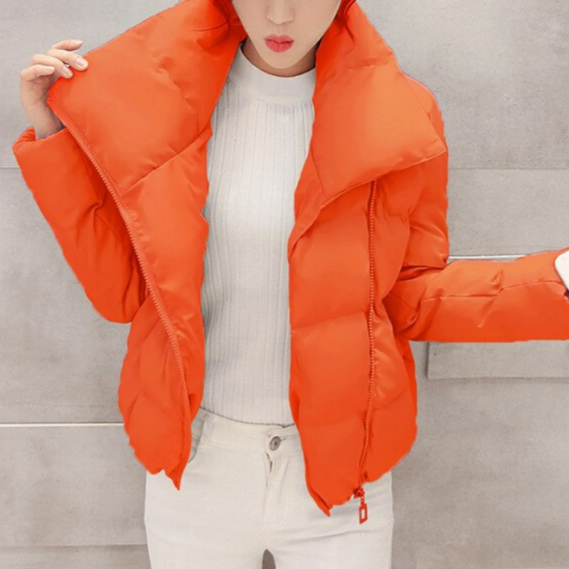 Vinterjacka Dam Asymmetrisk Krage Vattenavvisande Kort Passform-4