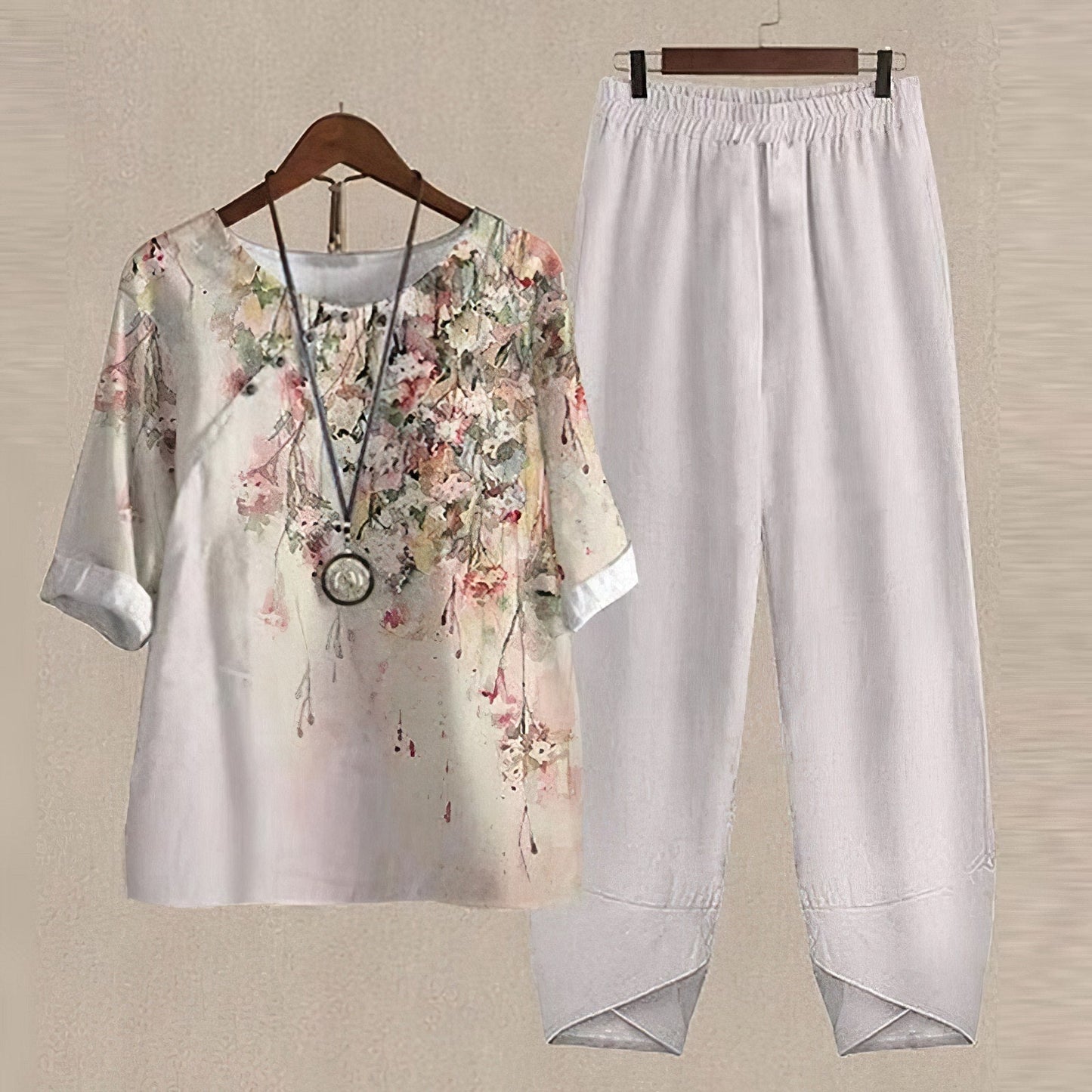 Kvinnors Blommigt Sommar Set Löst Passande Polyester-3