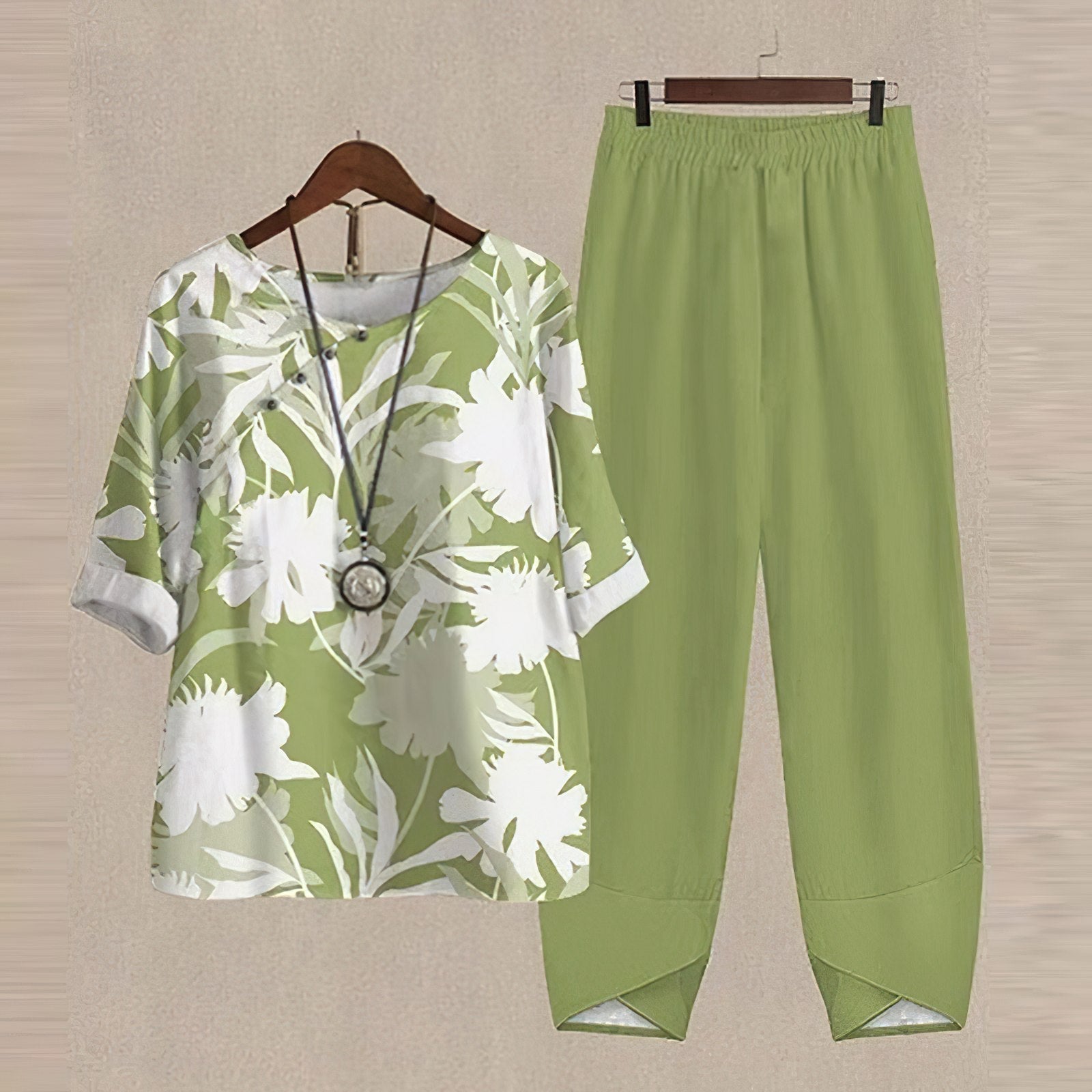 Kvinnors Blommigt Sommar Set Löst Passande Polyester-4