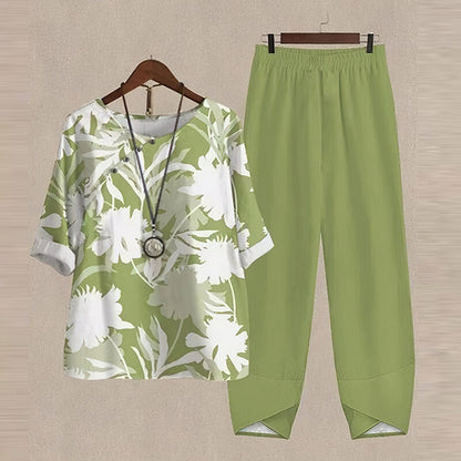 Kvinnors Blommigt Sommar Set Löst Passande Polyester-4