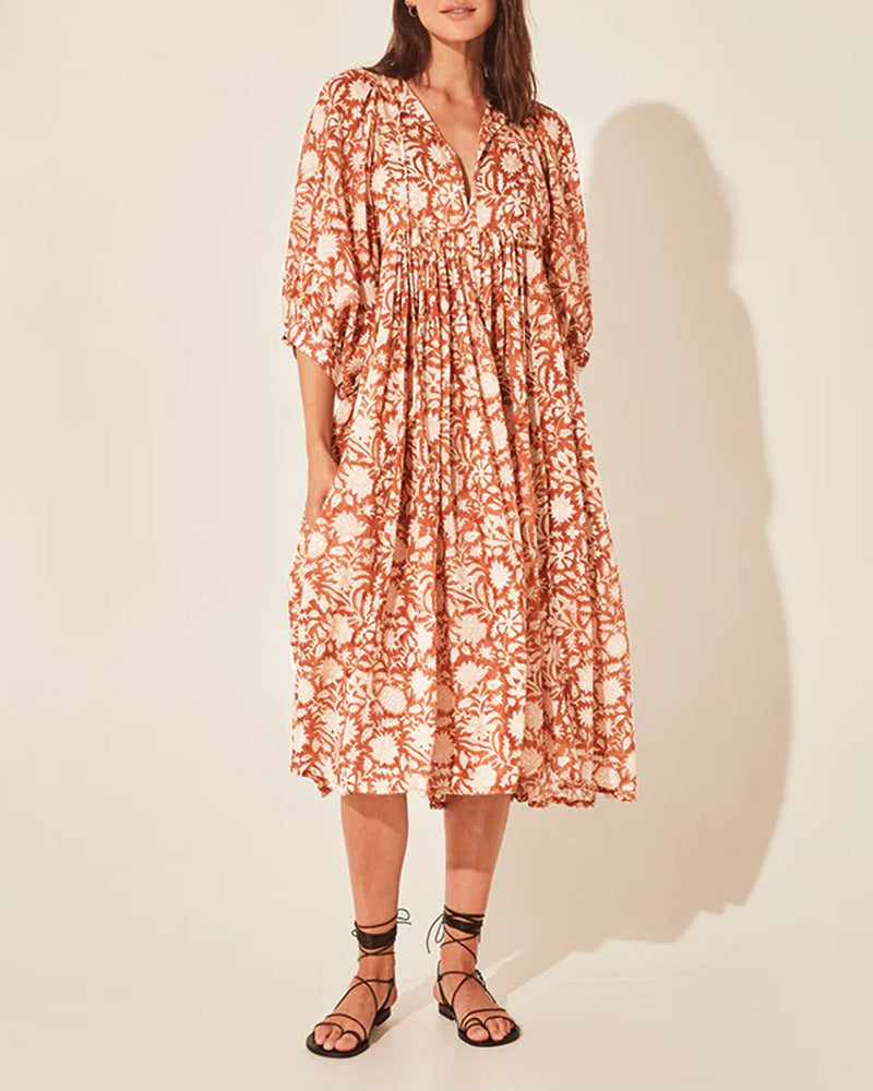 Variant image for Kvinnors A-Linjeformad Klänning i Blandat Tyg-9