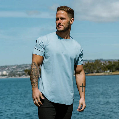 Herr T-shirt Sportig Design i Högkvalitativt Material för Träning och Avslappnade Tillfällen-5