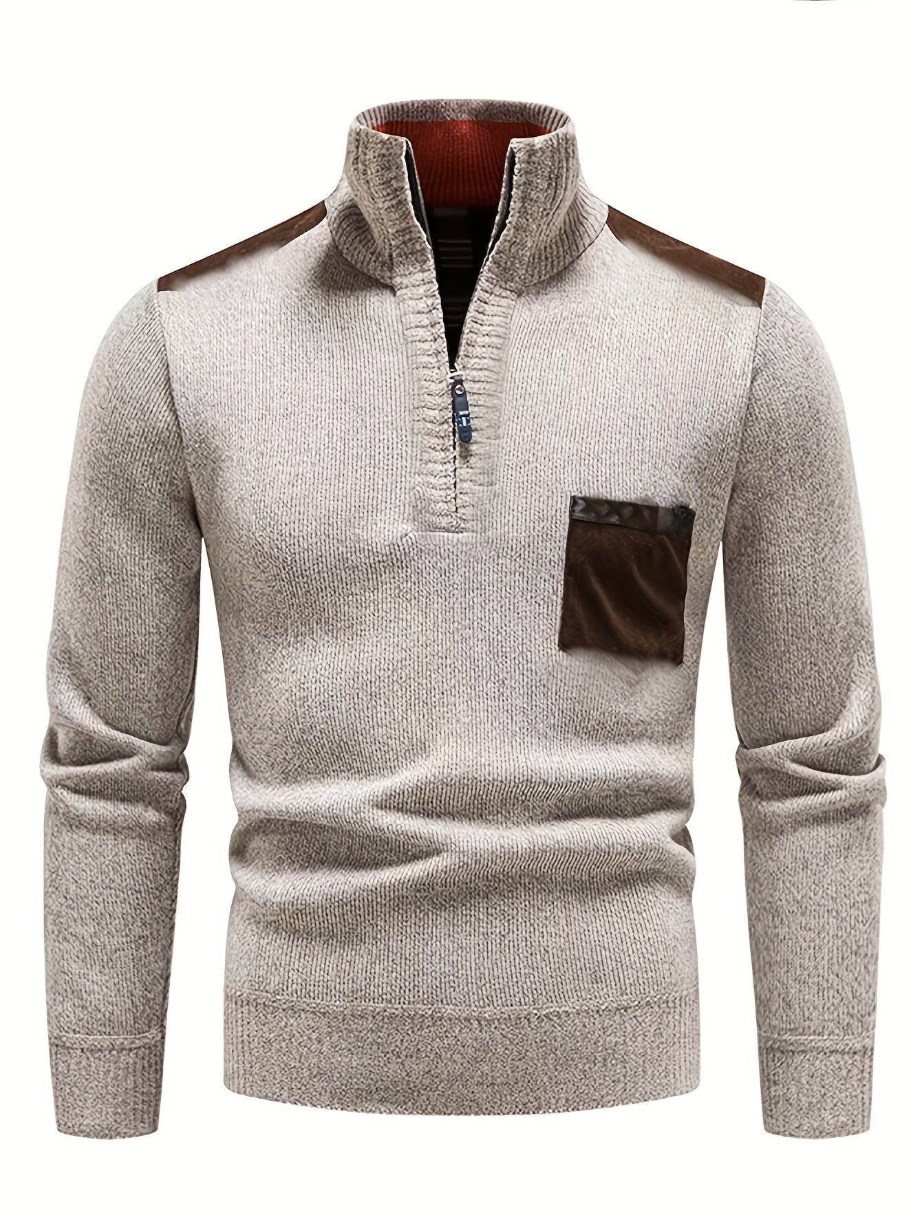 Variant image for Dam Tröja Färgblockdesign med Kvart Blixtlås och Stand-Up Krage i Flexibelt Tyg-16