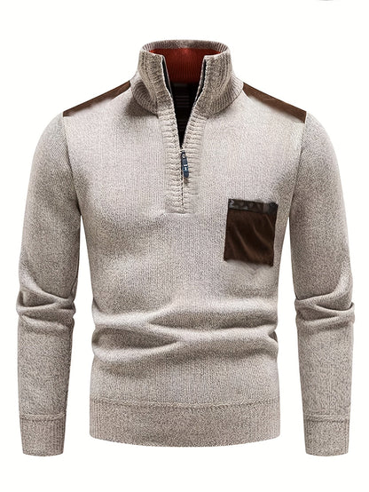 Variant image for Dam Tröja Färgblockdesign med Kvart Blixtlås och Stand-Up Krage i Flexibelt Tyg-16