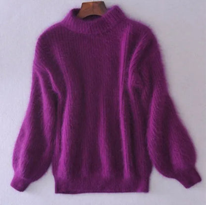Stickad Dam Tröja i Angora-Blandning med Vintage Design – Mjuk och Bekväm för Alla Tillfällen 13