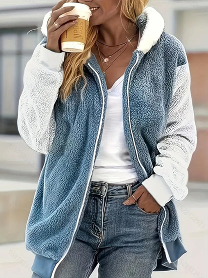 Damjacka Hoodie Fleece Material med Huva och Dragkedja-1