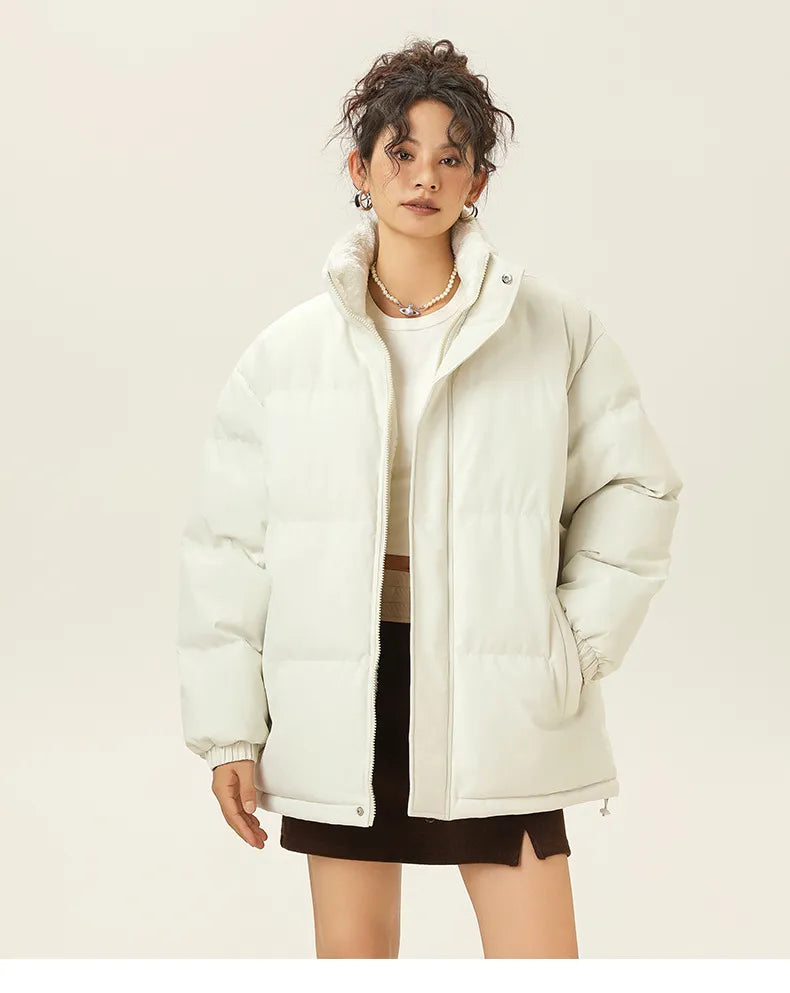 Dam Fritidjacka Brant Krage Tjockt Bomullsmaterial-3