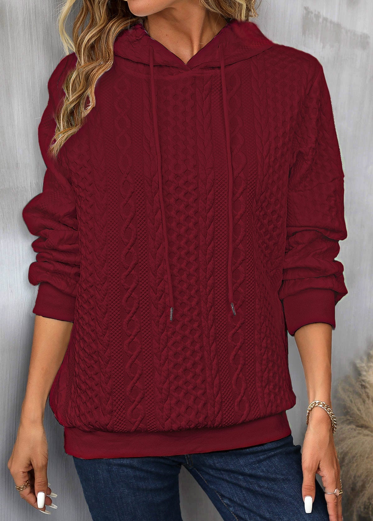 Dam Tröja med Huva Justerbara Sladdar Mjuk Andningsbar Material 12