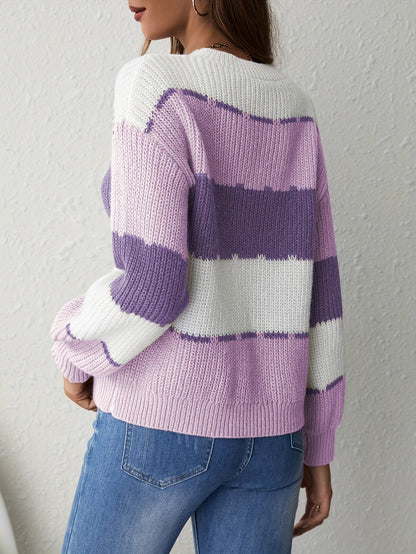 Kvinnors Tröja Avslappnad Stickad Mönstrad-3