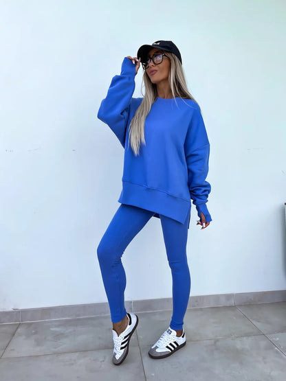 Kvinnors Avslappnad Vinteruppsättning med Långa Ärmar – Hållbar Polyester, Modern Design för Kalla Dagar 9