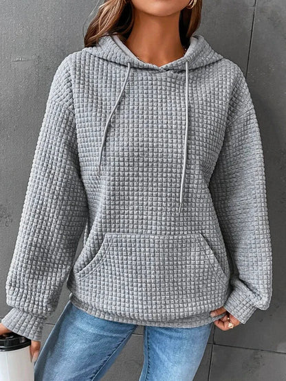 Lång Hoodie Dam Mjuk Tyg Rymlig Huva-3