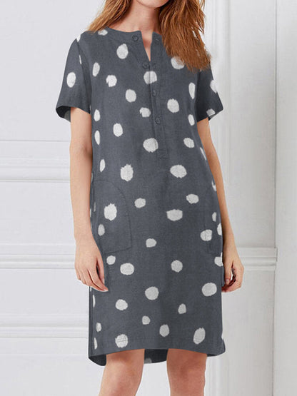 Variant image for Kvinnors Midi Klänning Punkttryck Bomull med Fickor-49