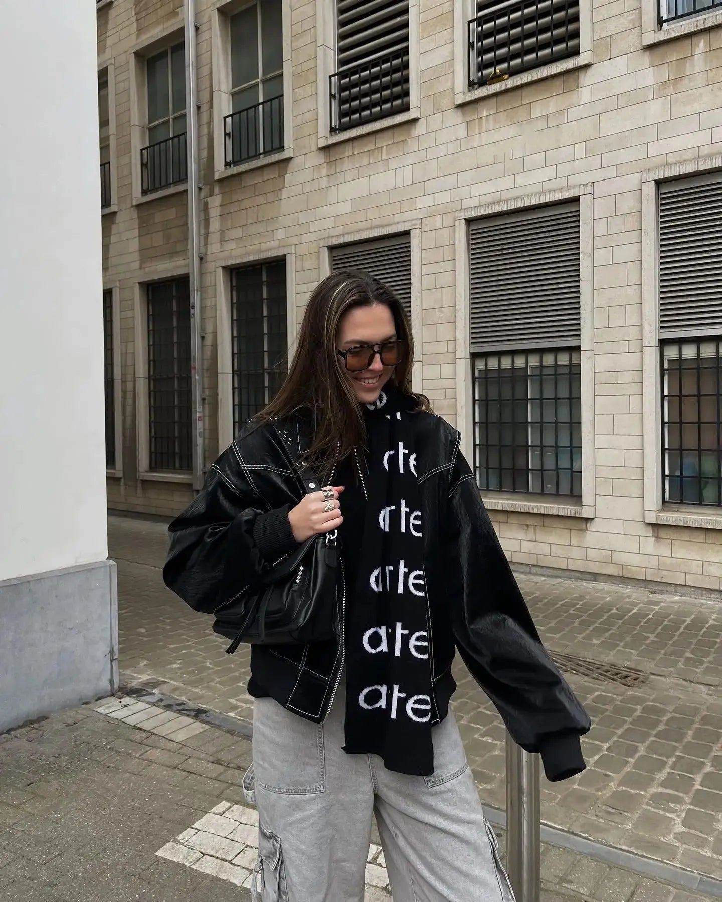 Dam Oversized Skinnjacka Högkvalitativ Läderdesign-6