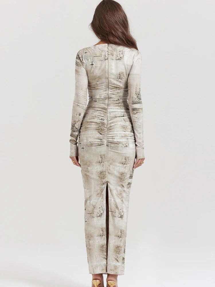 Kvinnors Ankellång Klänning O-hals Polyester Elastan 4