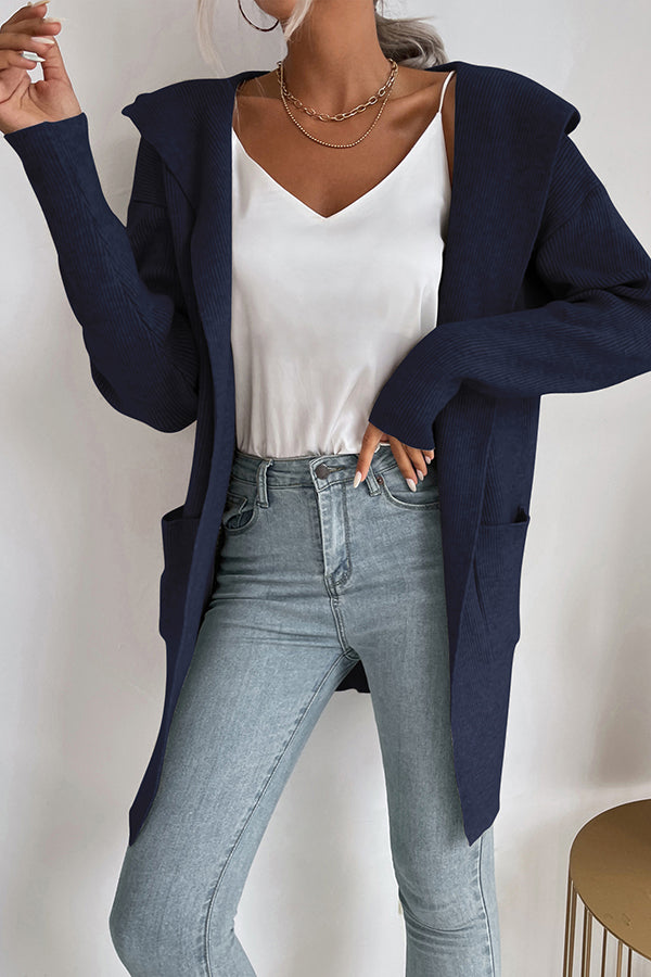 Variant image for Dam Kofta med Huva Stickad Mjuk Höststil-16