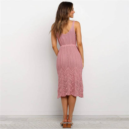 Kvinnors V-hals Klänning A-linjeformad Spandex och Bomull-3