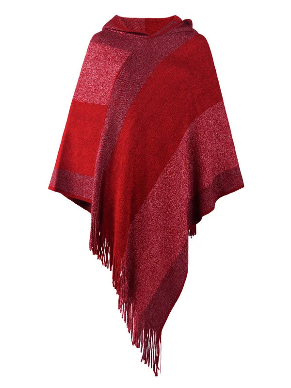 Variant image for Kvinnors Poncho Randig Med Huva Mjuk Tyg-2