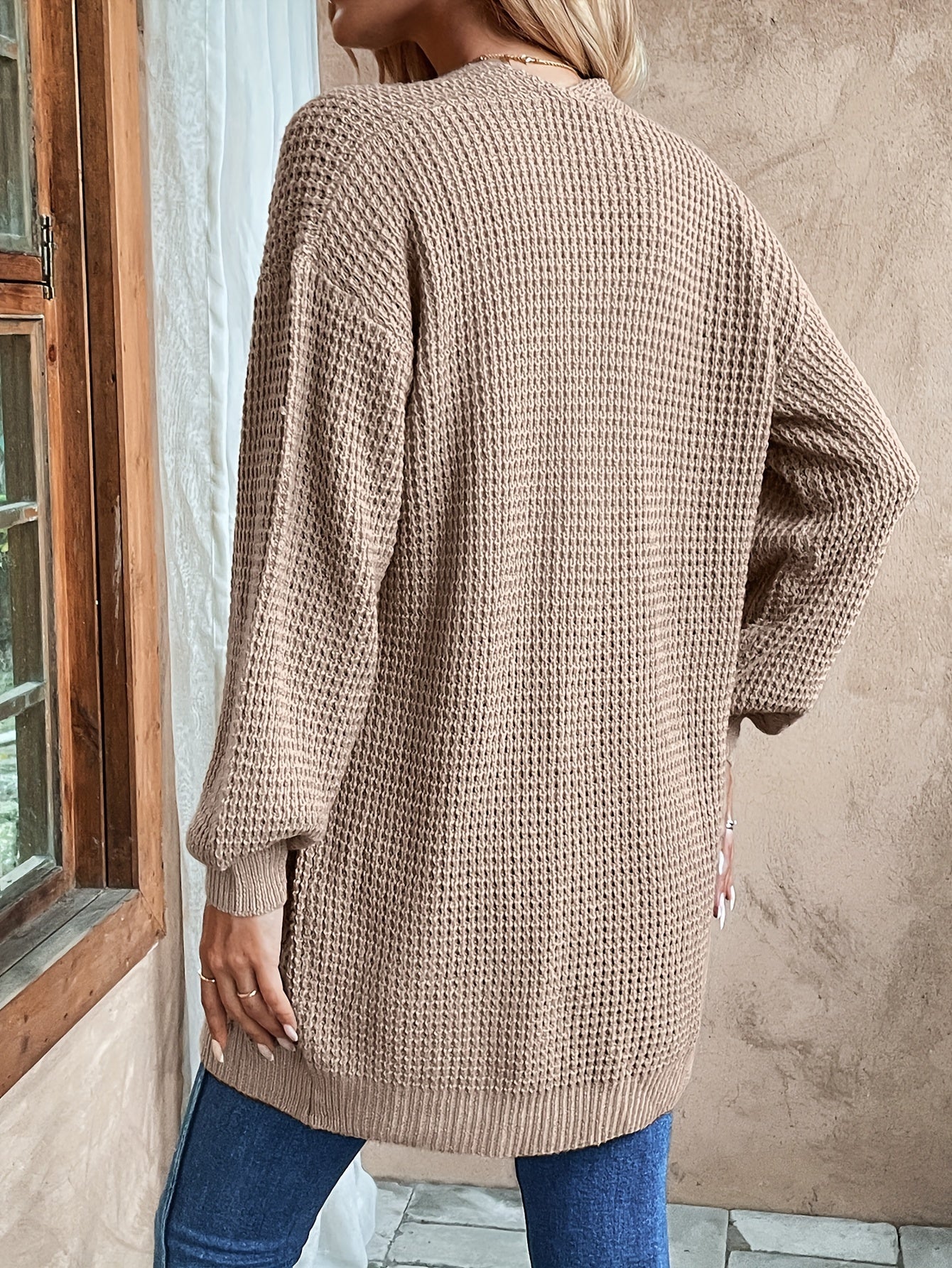 Dam Cardigan Casual Ull Normal Passform Lång Ärmmaterial-2