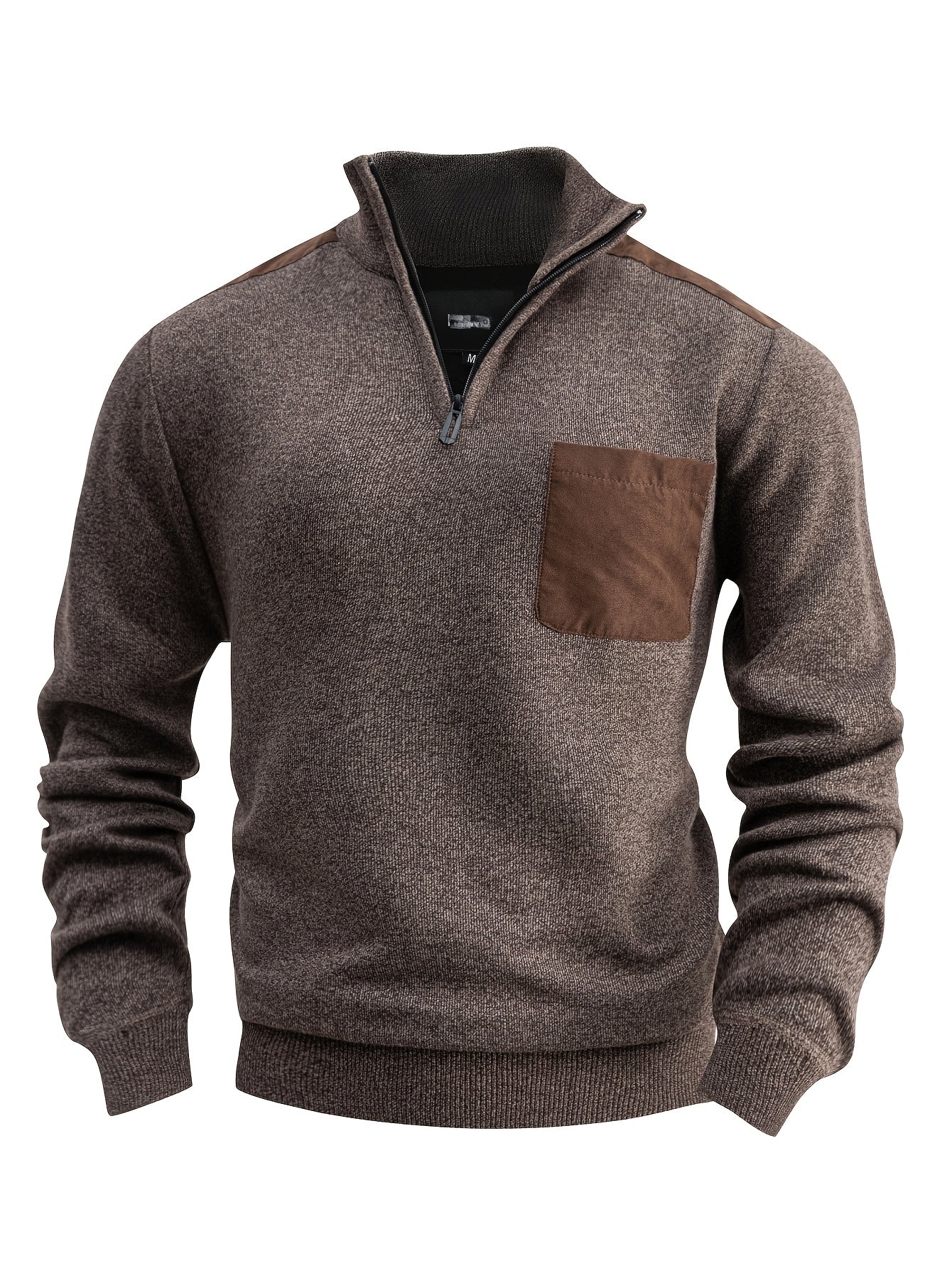 Dam Tröja Färgblockdesign med Kvart Blixtlås och Stand-Up Krage i Flexibelt Tyg-1