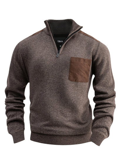 Variant image for Dam Tröja Färgblockdesign med Kvart Blixtlås och Stand-Up Krage i Flexibelt Tyg-1