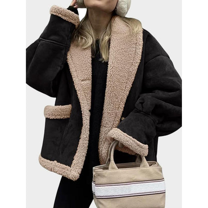 Dam Kappa Elegant med Krage och Långa Ärmar i Mjukt Material-5