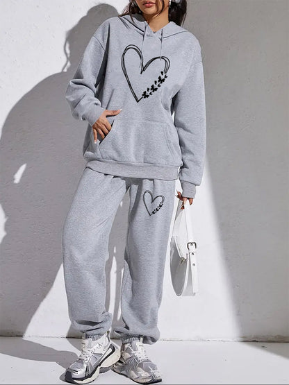 Variant image for Dam Hoodie Set Avslappnad Mjuk Blandningsväv-13