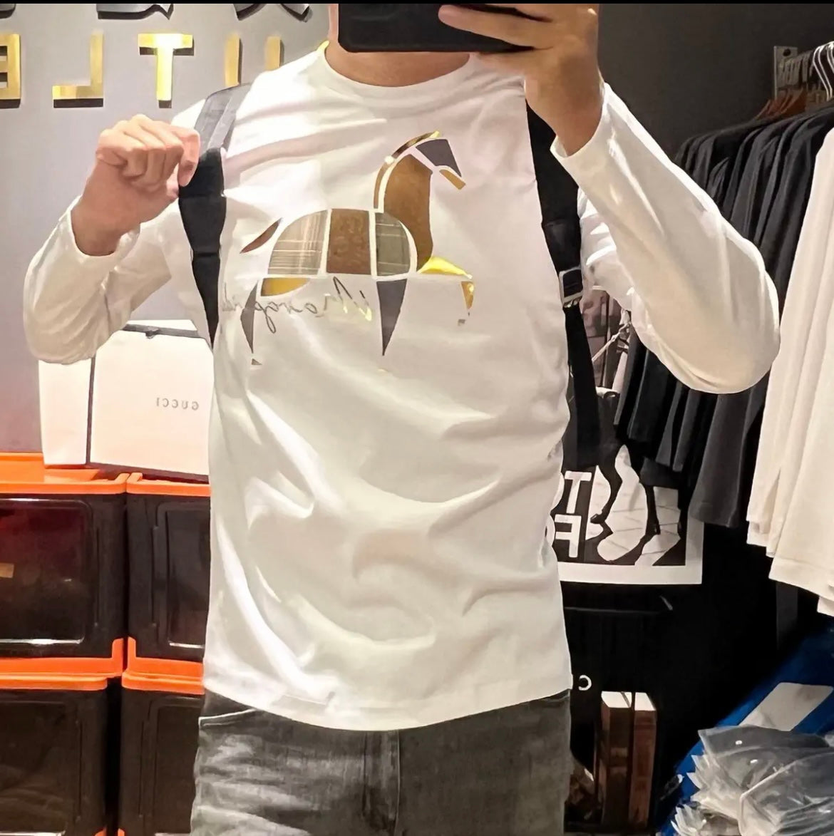 Variant image for Herr Långärmad T-Shirt Rundhalsad 100% Bomull med Djurmotiv-6