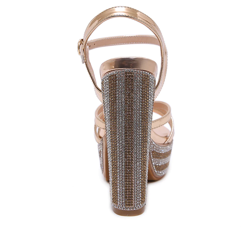 Dam Gladiatorsandaler med Glitterdetaljer PU-läder Hög Klack-3