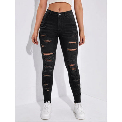Dam Jeans Hög Midja Klassisk Denim Slitstark-1