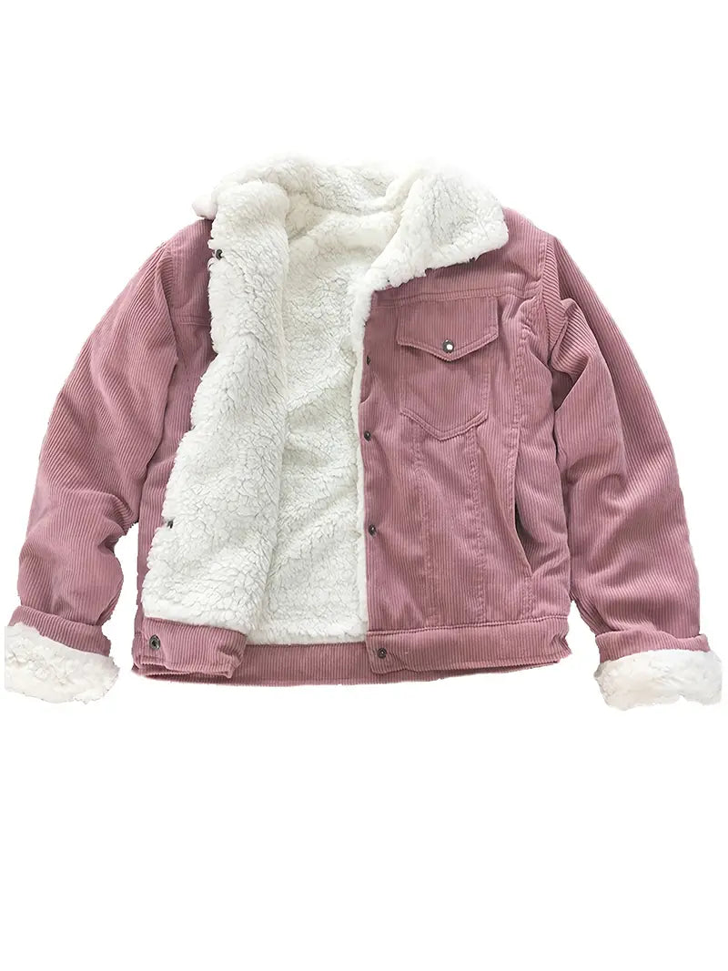 Dam Kappa Monokrom med Pälstrim Vinterkappa i Högkvalitativ Polyester-4